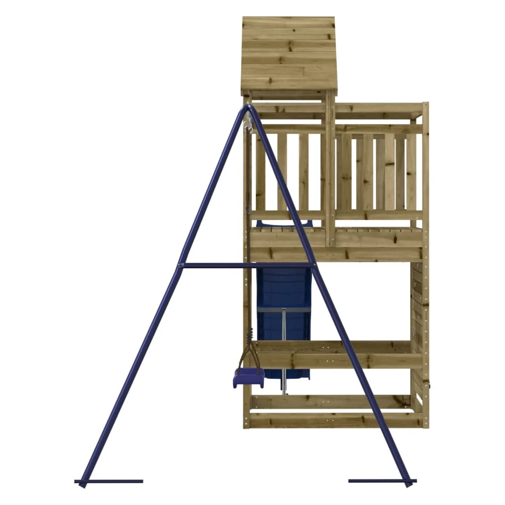 Altalene per parco giochi all'aperto scivolo altalene robuste giochi da giardino 454 x 199 x 249 cm legno di pino impregnato 02_0004753