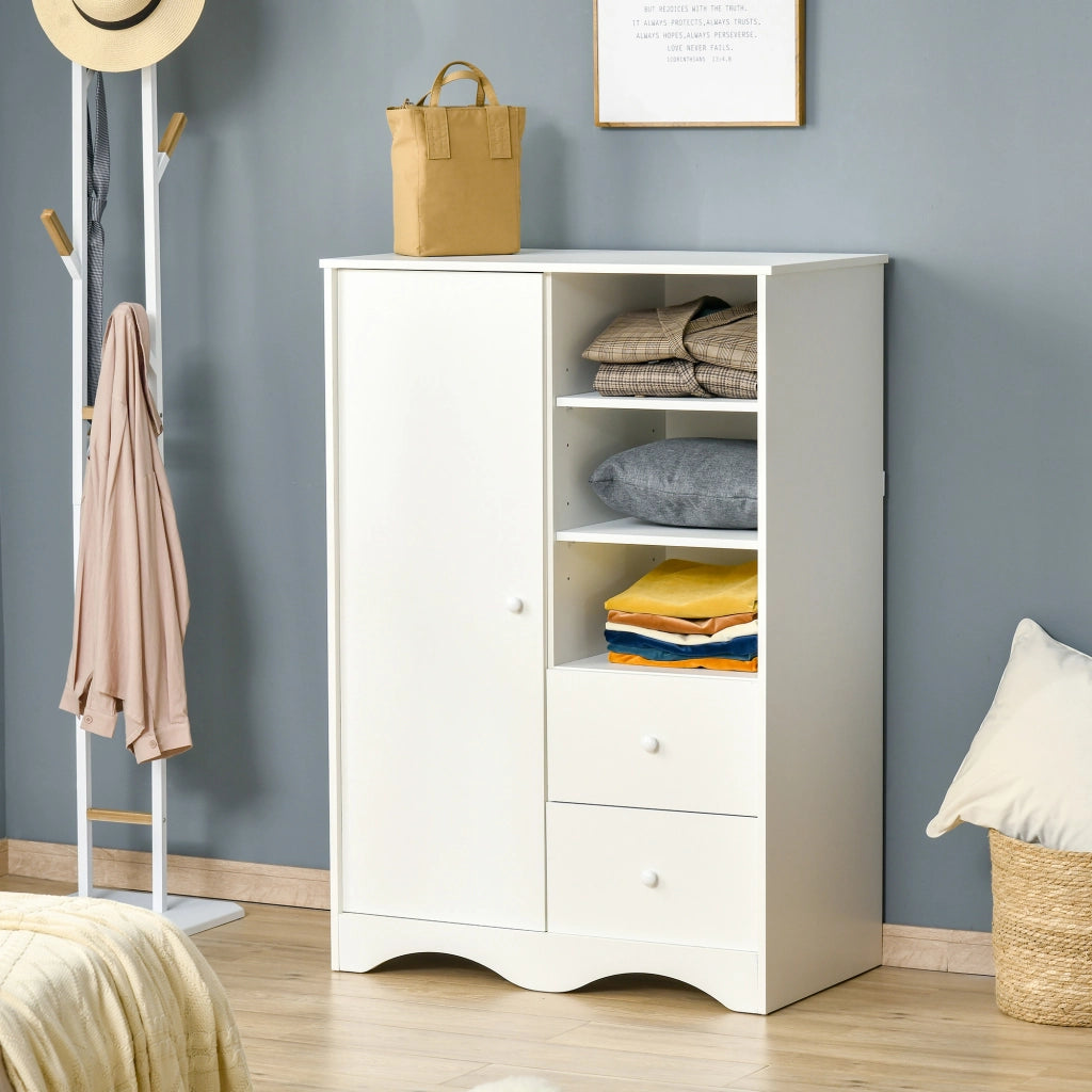 Armadio con Ante, 5 Ripiani, 3 Nicchie e 2 Cassetti ¨C Minimal ¨C Bianco