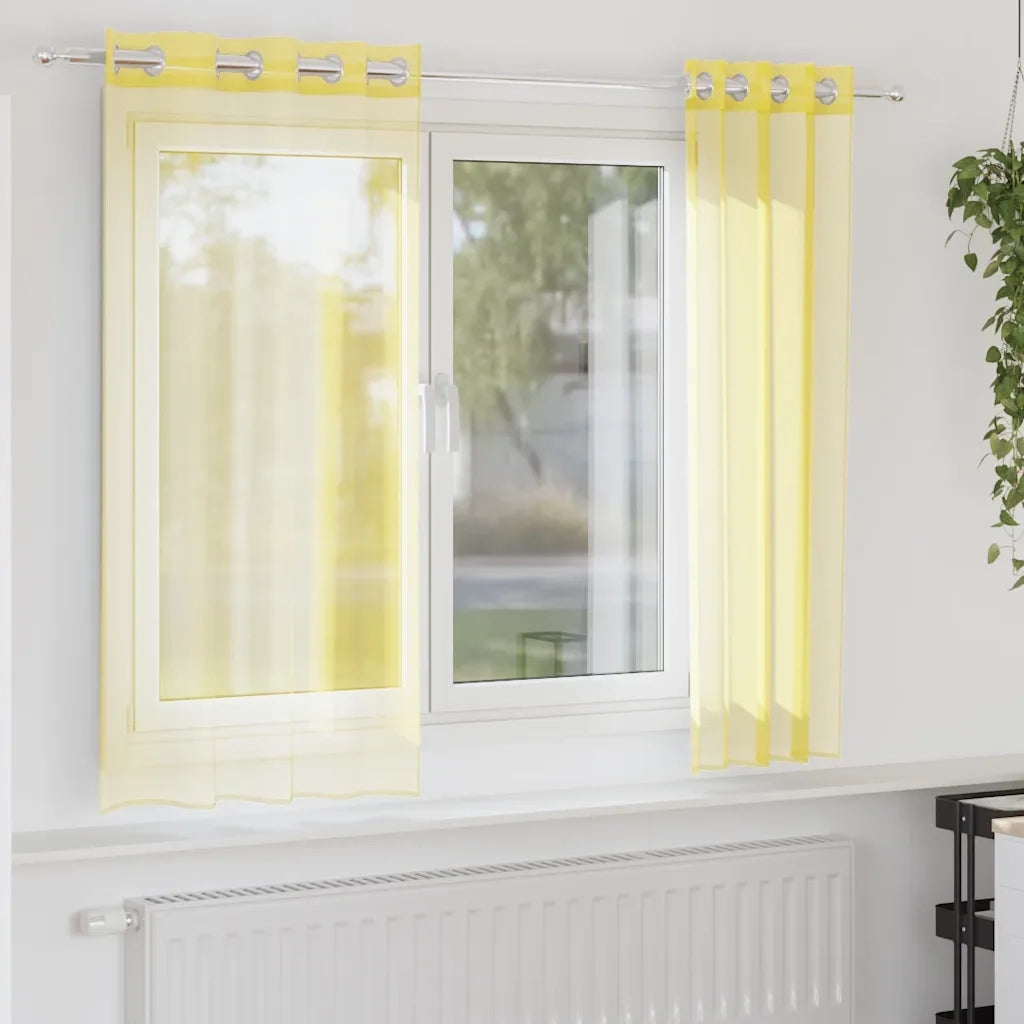 Tende in Voile con Occhielli 2 pz Giallo