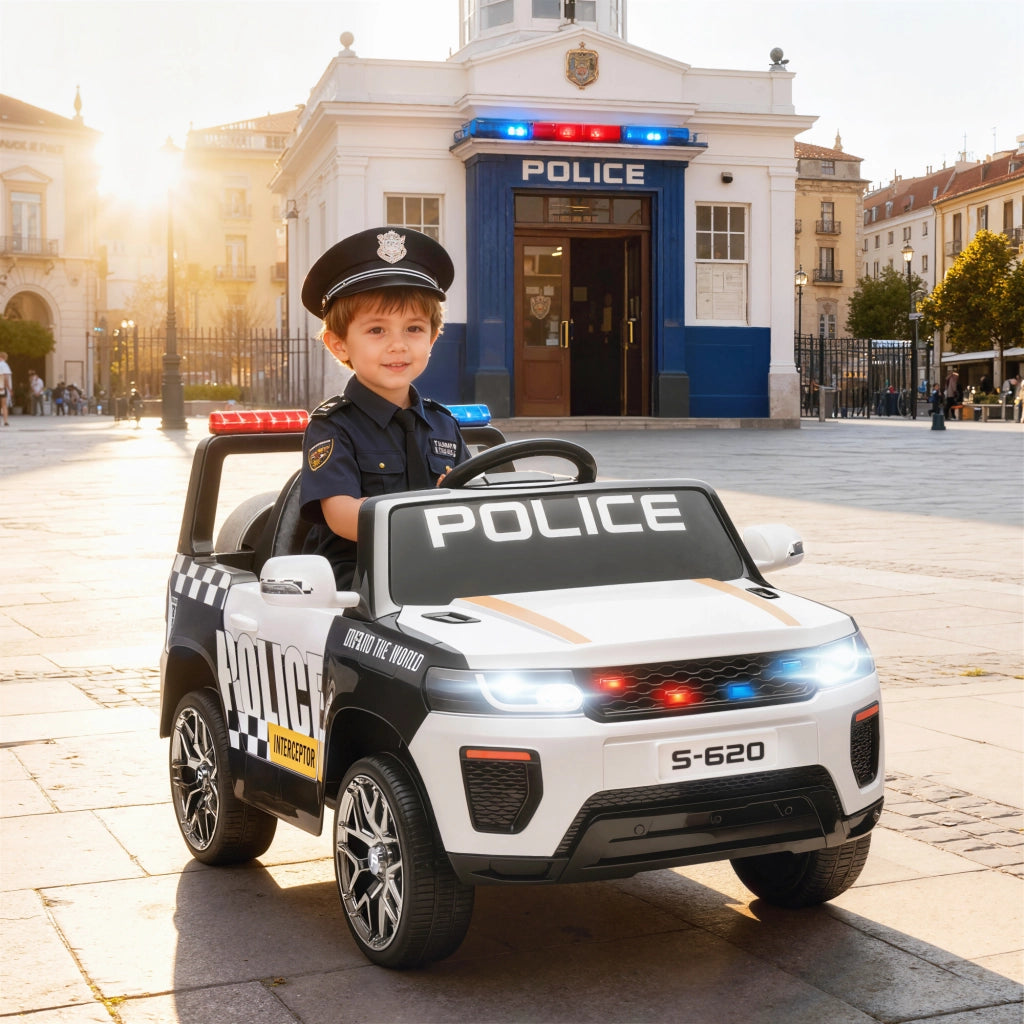 Auto Polizia Elettrica per Bambini ¨C Minimal ¨C Bianco