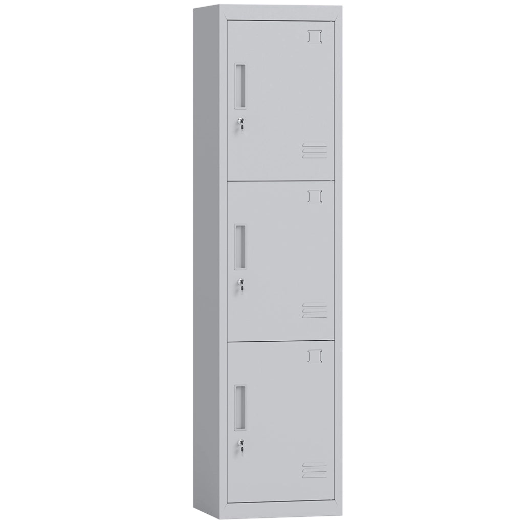 Armadio Metallico 3 Ante con Serratura ¨C Xylo ¨C Grigio Chiaro 45x38x180 cm