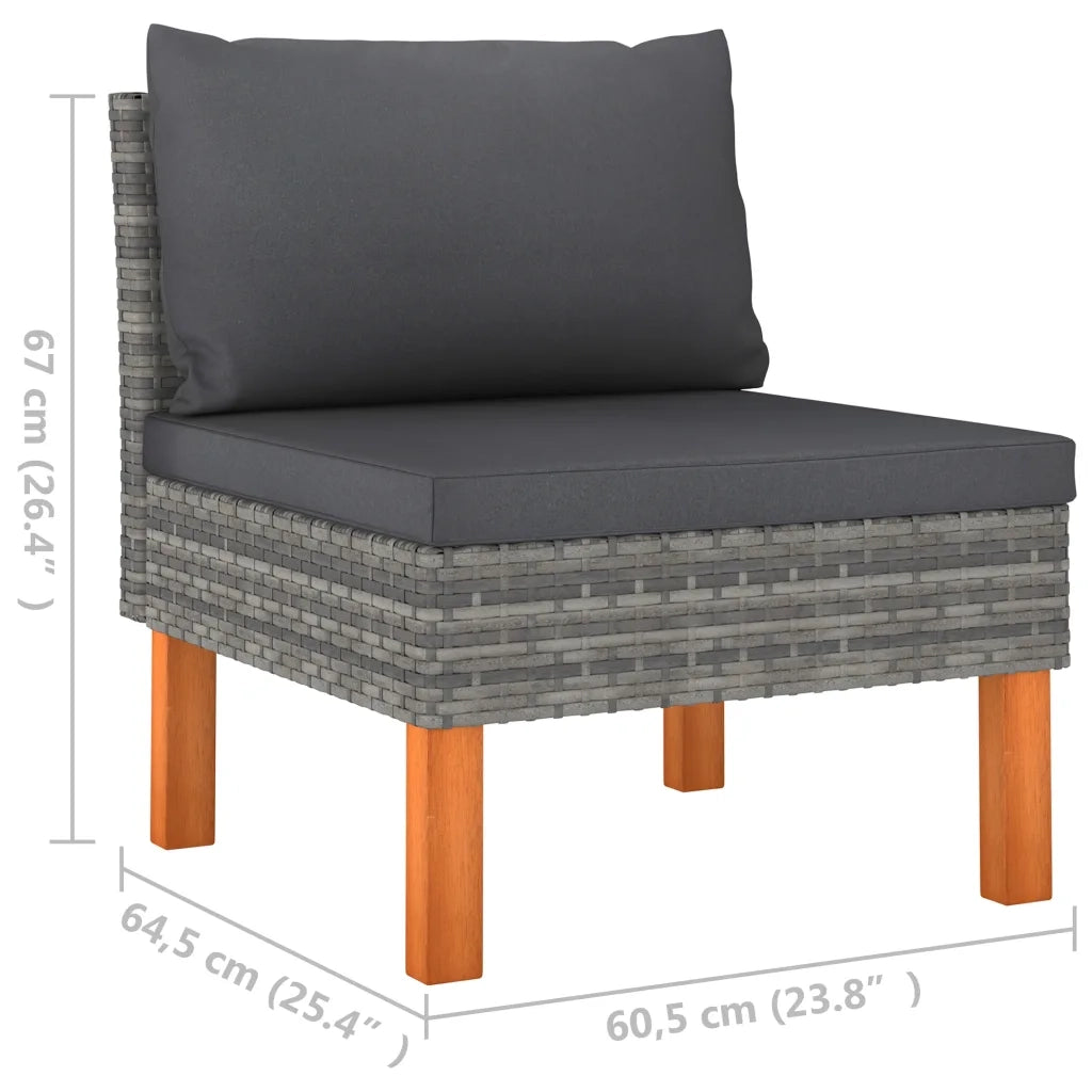 Set Divani da Giardino 7pz Polyrattan Legno di Eucalipto Grigio 3082082