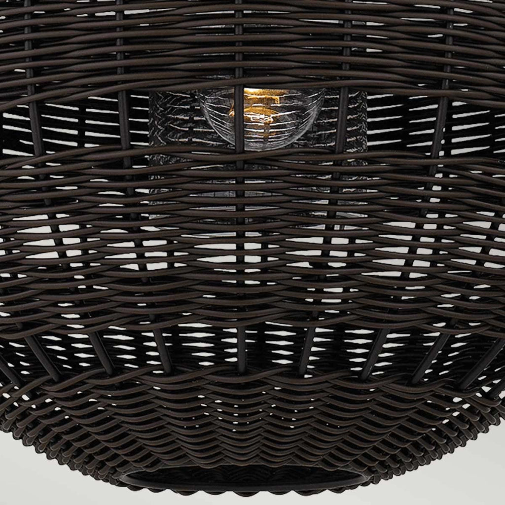 Lampada sospensione esterna rattan marrone IP44 E27 Quoizel