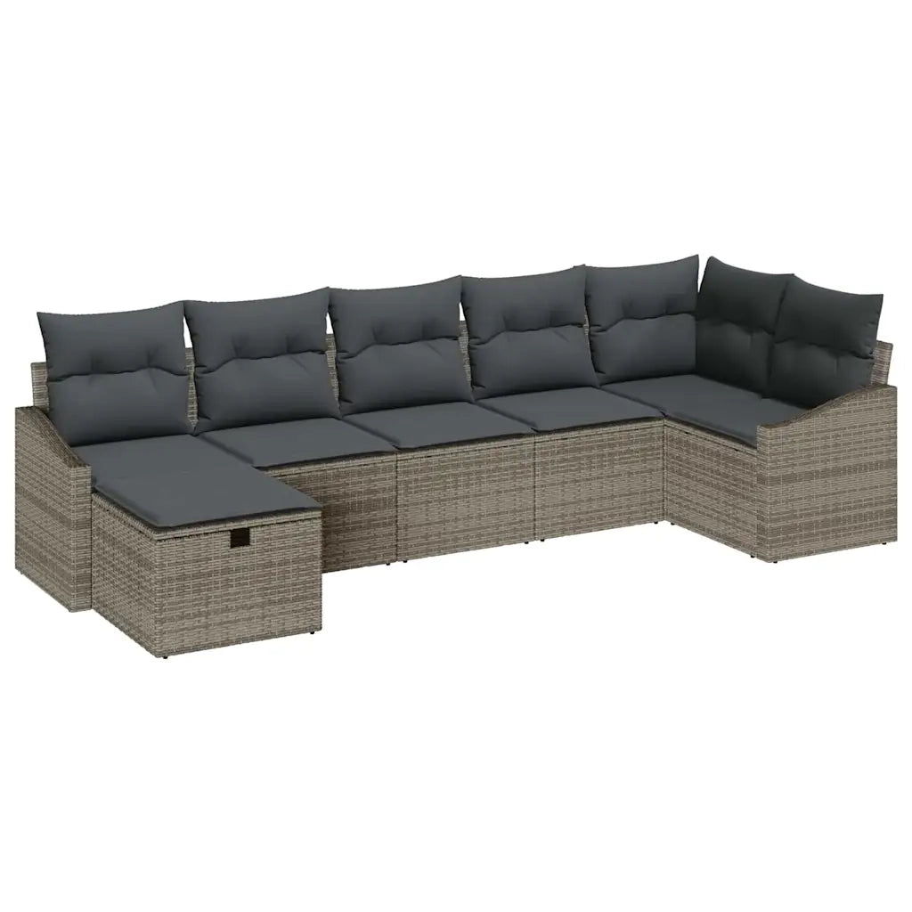 Set di divani con cuscino 7 pcs Grigio polyrattan 3359298