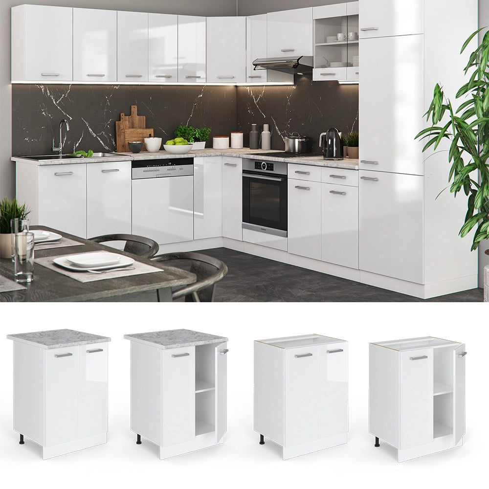Vicco Mobiletto base cucina Bianco lucido 60 cm , PL Antracite