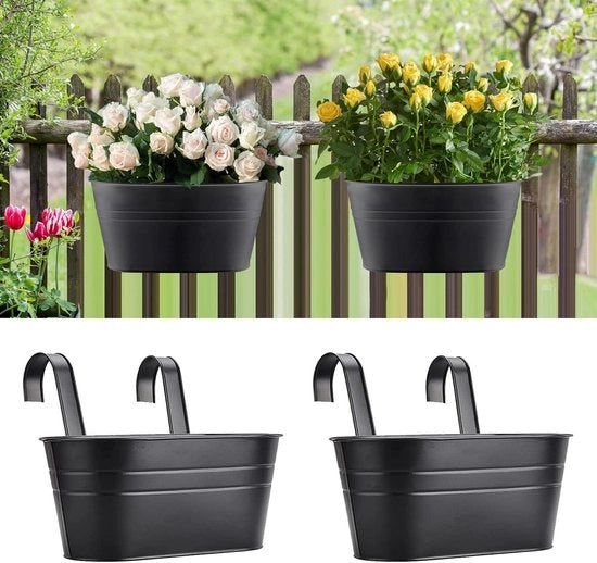 Bacini per piante in metallo appesi - 2 contenitori per piante da balcone e giardino