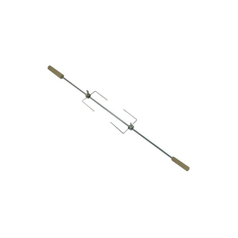 Spiedo Girarrosto per Barbecue inox con Manici in Legno per Barbecue