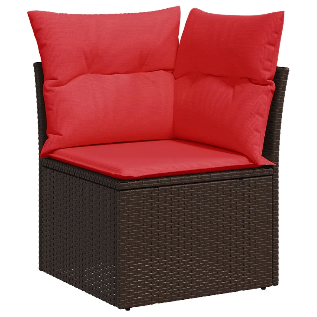 Set Divani da Giardino 9 pz con Cuscini Marrone in Polyrattan 3275034