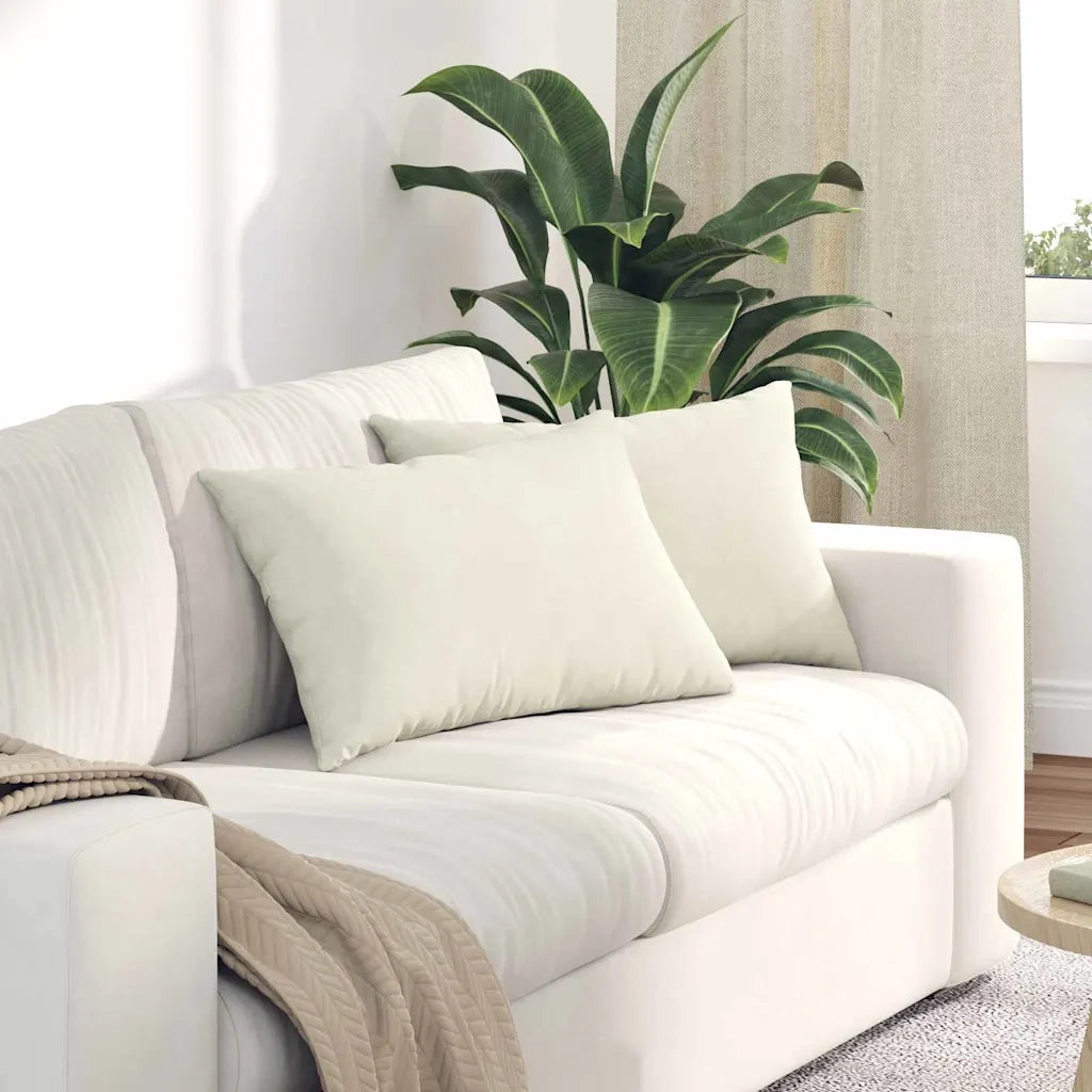 Cuscini da Divano 2 pcs Crema 60 x 40 cm Tessuto in Cords 42013679