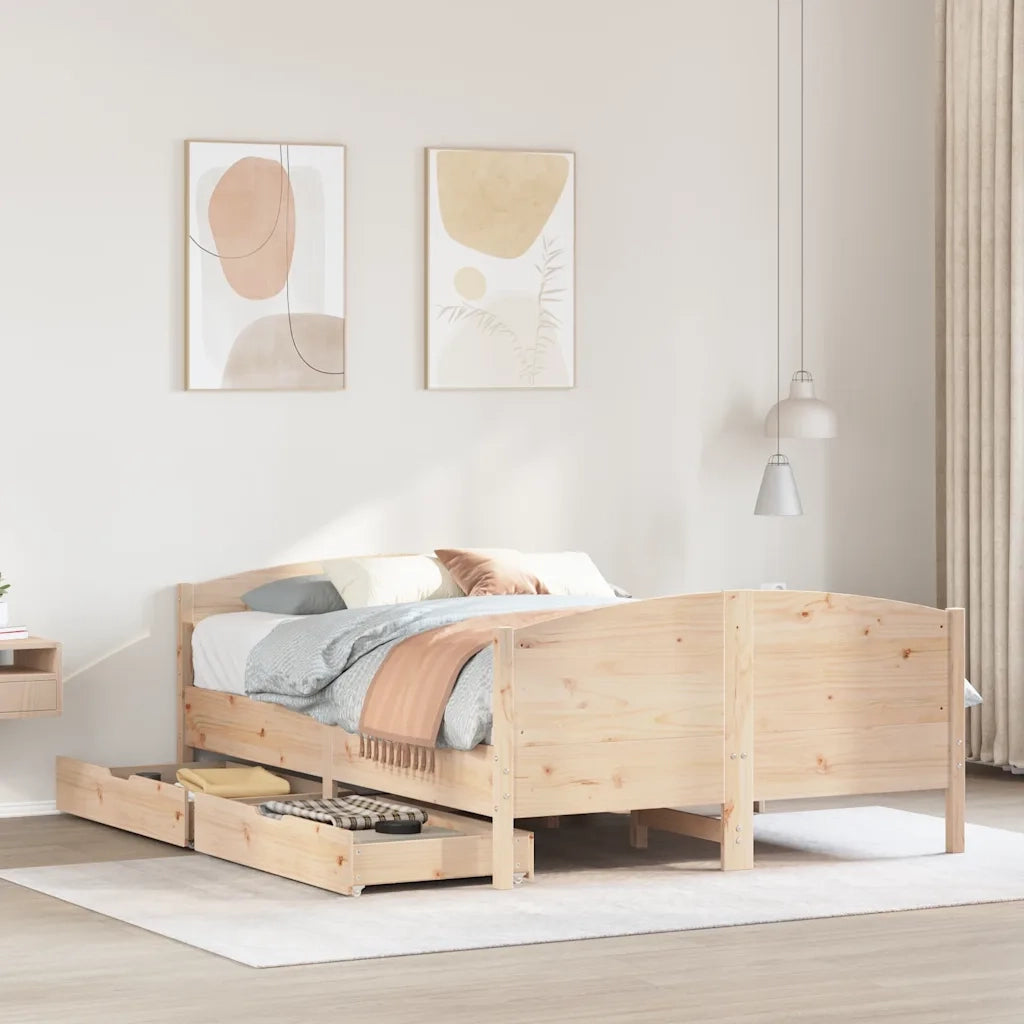 Letto senza Materasso-Struttura Letto 120x190 cm in Legno Massello di Pino 676223