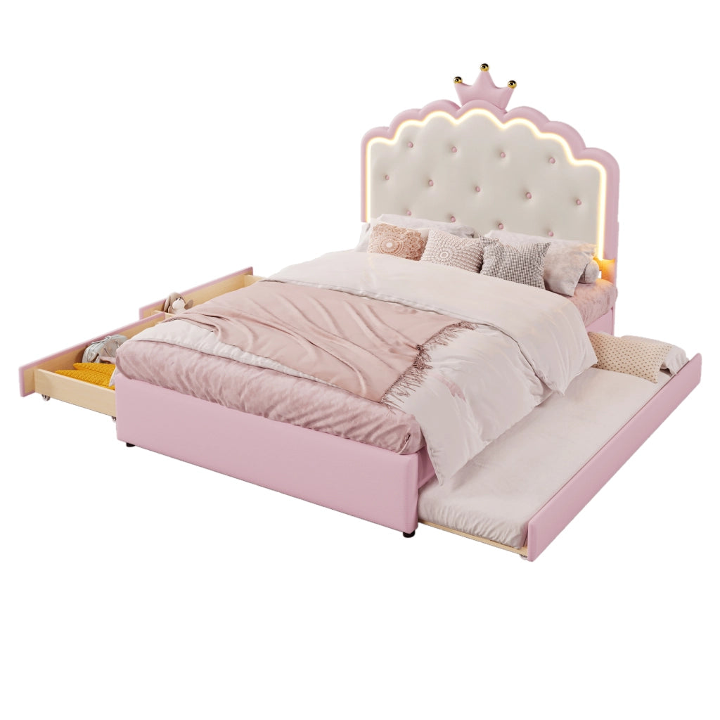 letto imbottito pu rosa 140 x 200 cm