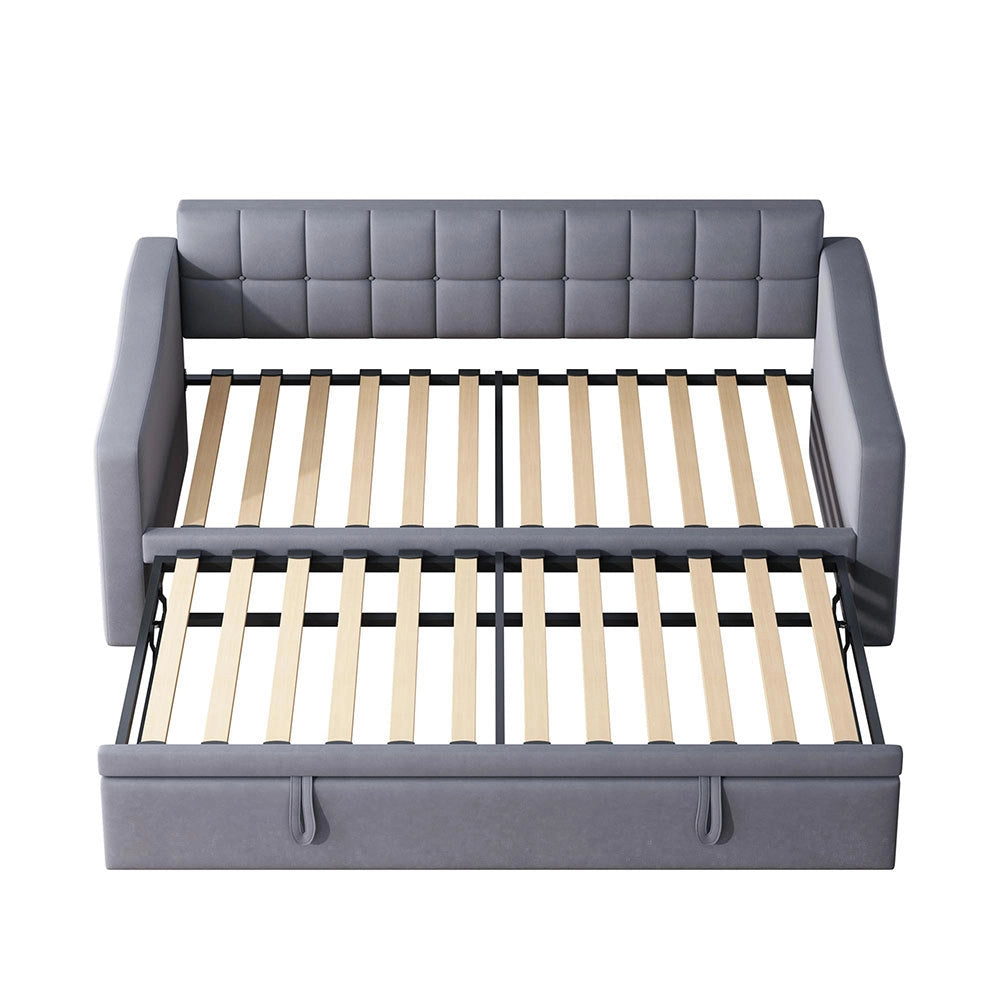 Divano 2 in 1 - Xylo - 90/180 cm velluto grigio USB
