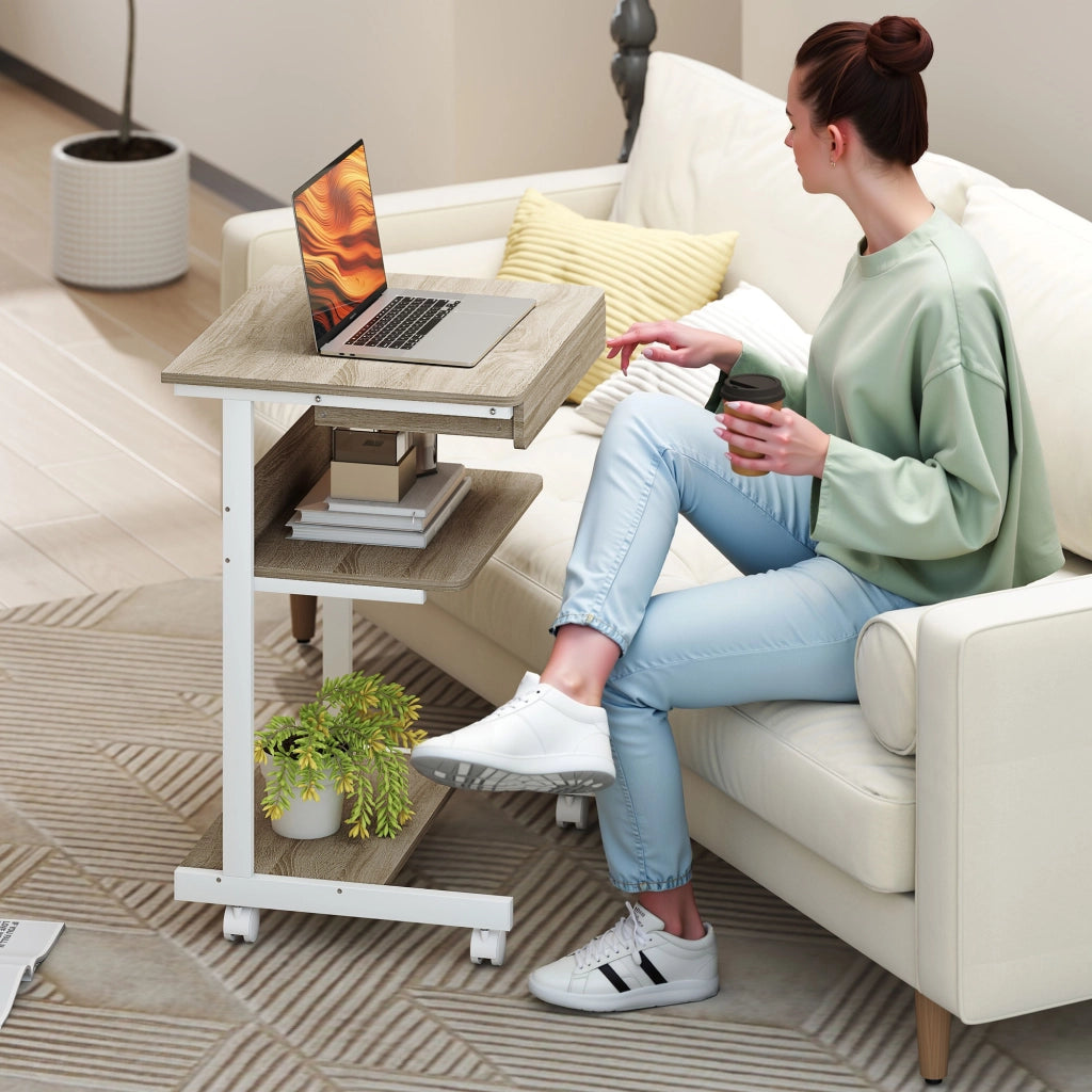 Scrivania con cassetto e ruote ¨C Minimal ¨C Rovere 56x51 cm