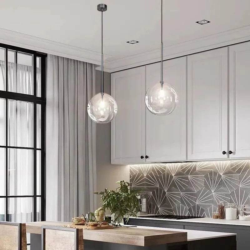 Lampada Da Soffitto A Sospensione Con Sfera Di Vetro 20cm APP1685-1CP