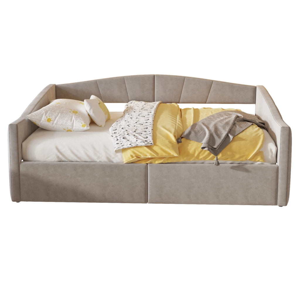 Divano Letto 140x200 cm; Letto Matrimoniale; con Contenitore idraulico e Braccioli