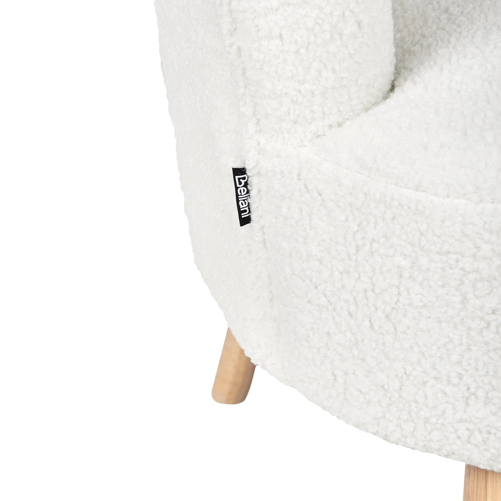 Poltrona Bianco Imbottito Boucle Vasca Sedia Stile Retrò