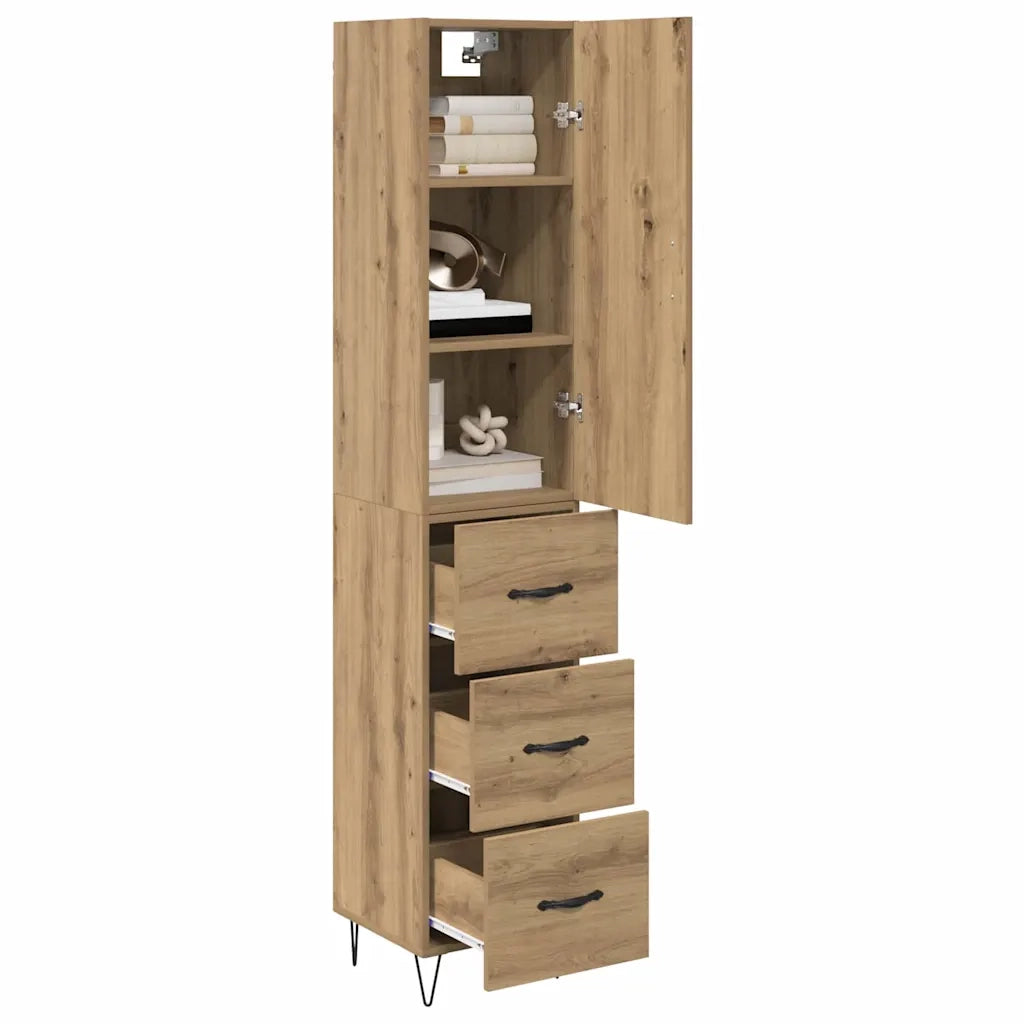 Credenza con Cassetto-Buffet-Armadio da cucina Rovere artigianale 69,5 x 34 x 180 cm 814507