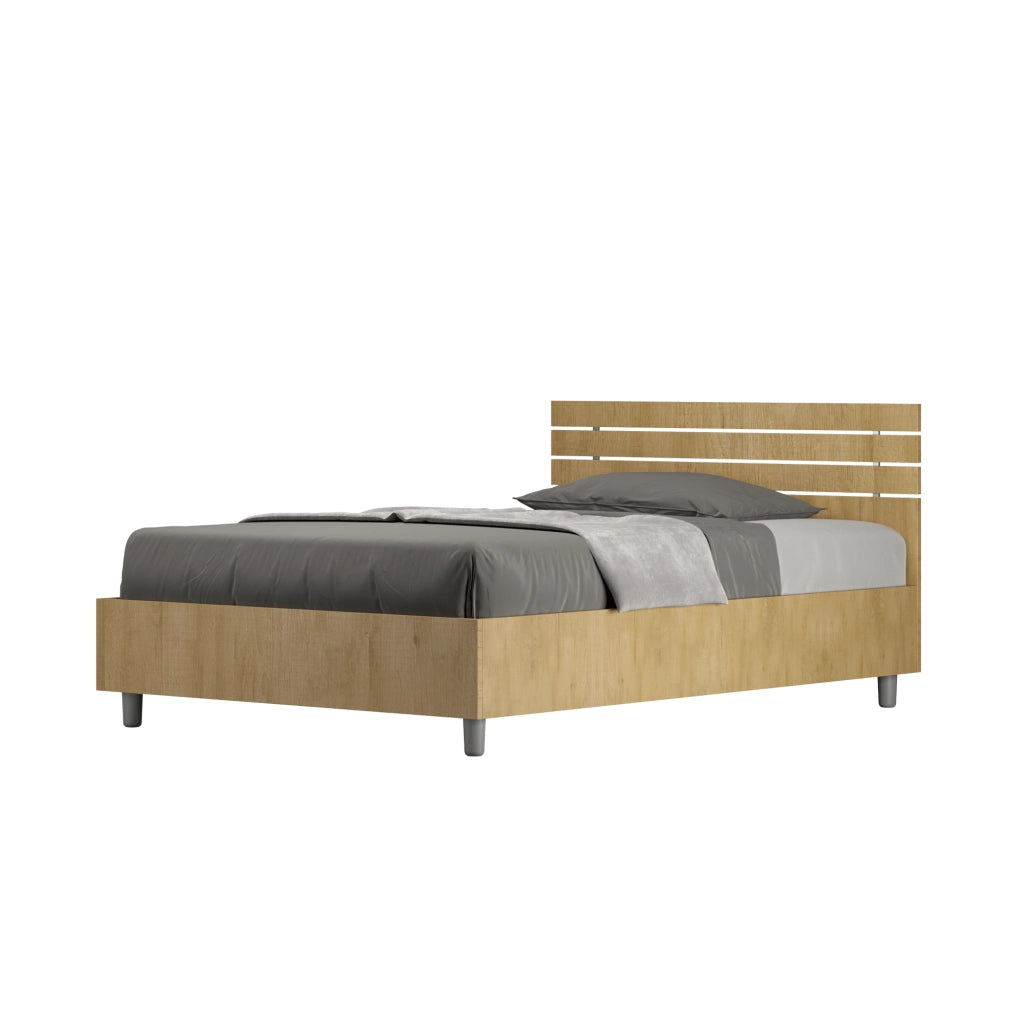 BS COM Letto una piazza e mezza contenitore 120x190 testata dritta con doghe quercia