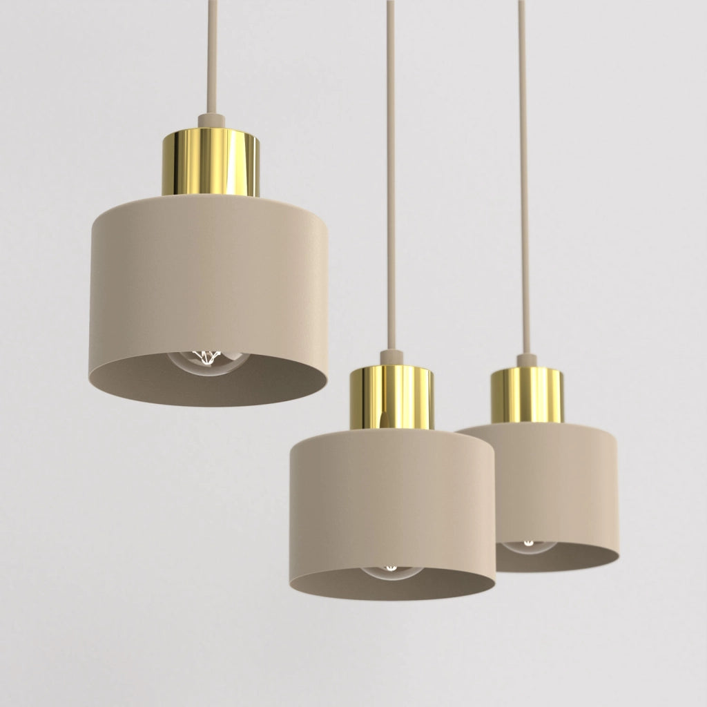 Lampada sospesa minimalista Parkla 3xE27 beige oro cilindri