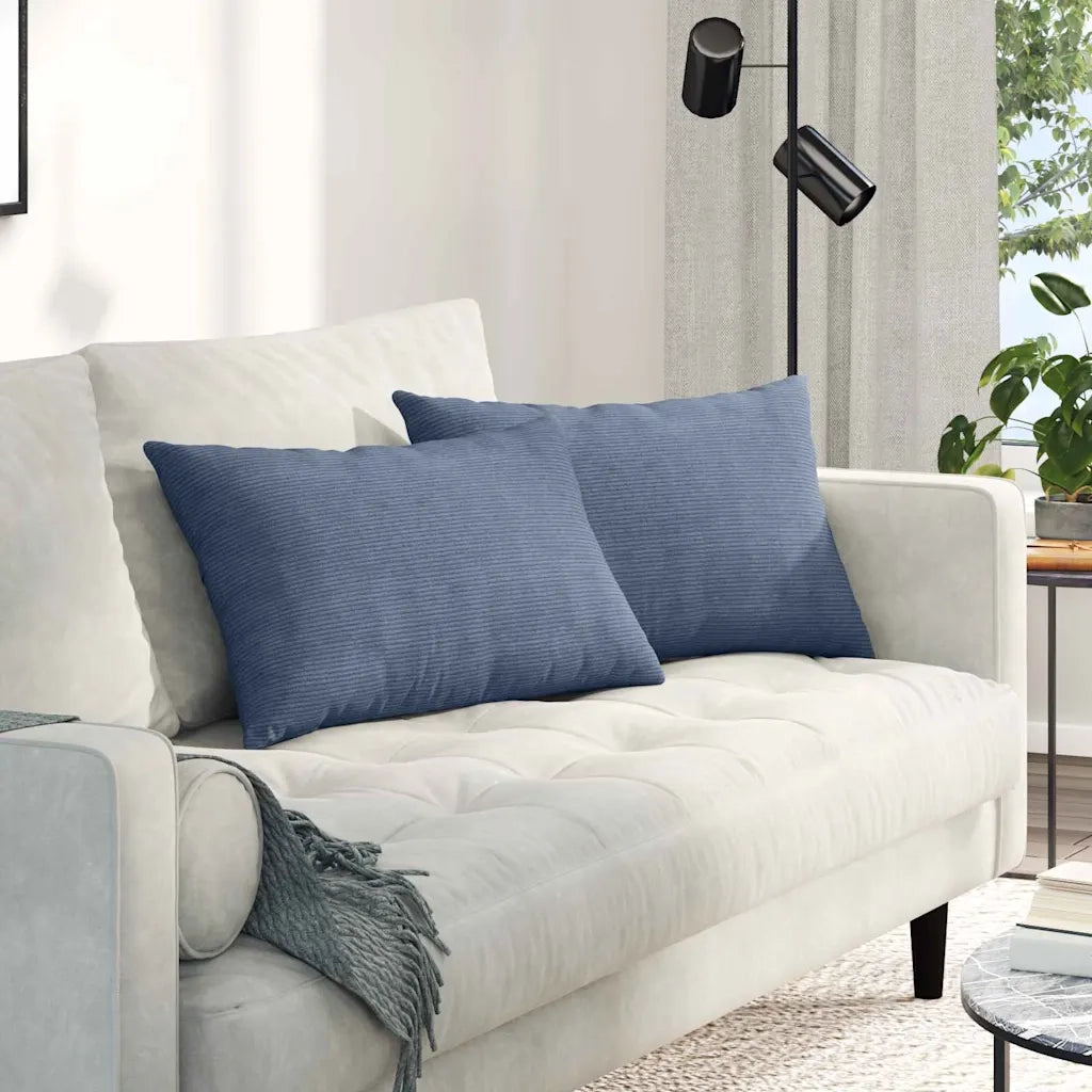 Cuscini da Divano 2 pcs Blu 60 x 40 cm Tessuto in Cords 42013691