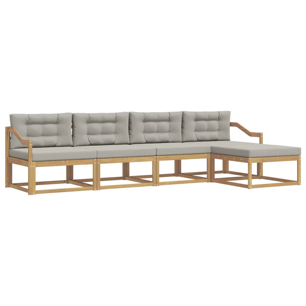 Set di divani da esterno 4 pz Bianco e Grigio Chiaro Poliestere 3386320
