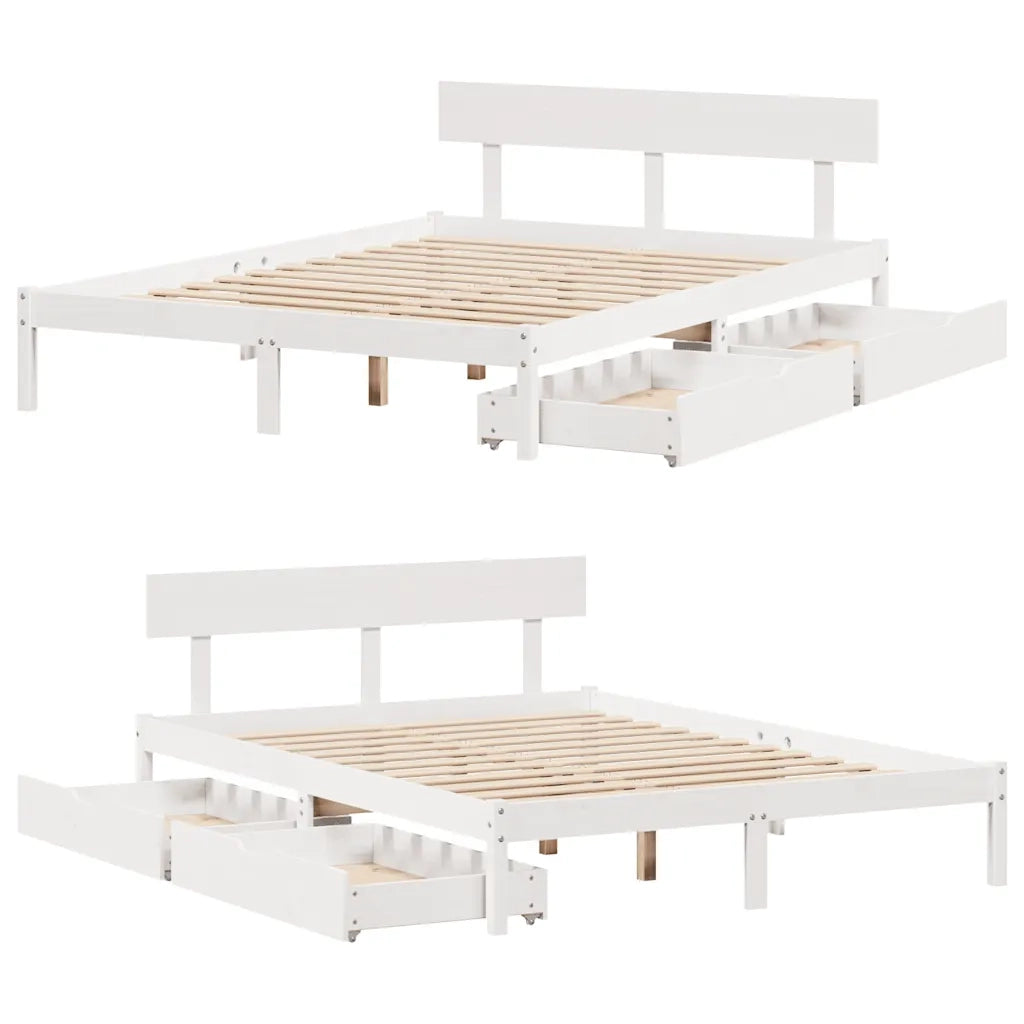 Letto matrimoniale | Letto per adulti | Letto senza Materasso Bianco 120x190 cm Legno Massello di Pino