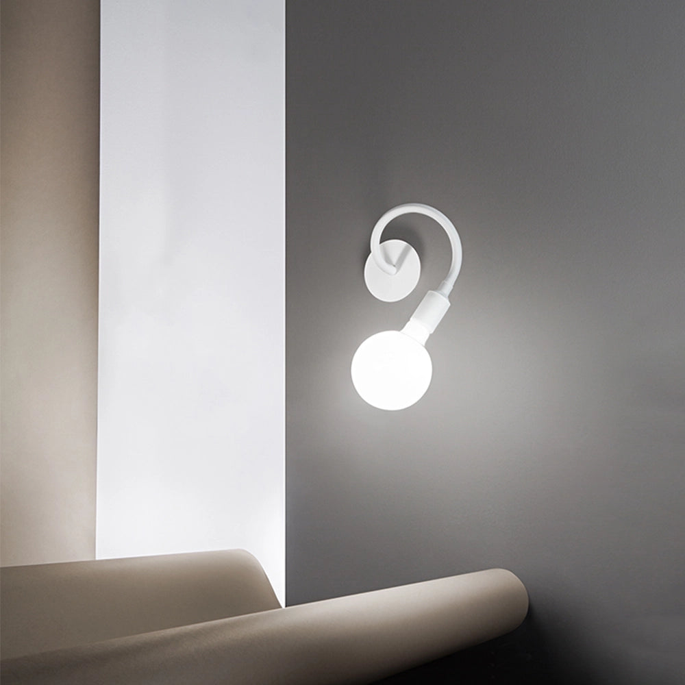 Applique Industrial-Minimal-Nordico Bulbo Metallo Bianco 1 Luce E27