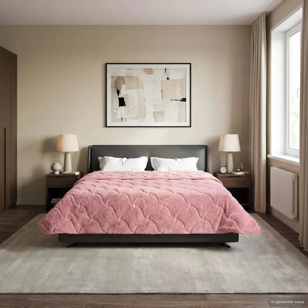 Duvet Invernale Rosa 200 x 200 cm Microfibra e Fleece Teddy 42026340