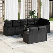 Set Divano da Giardino 9 pcs Nero polyrattan