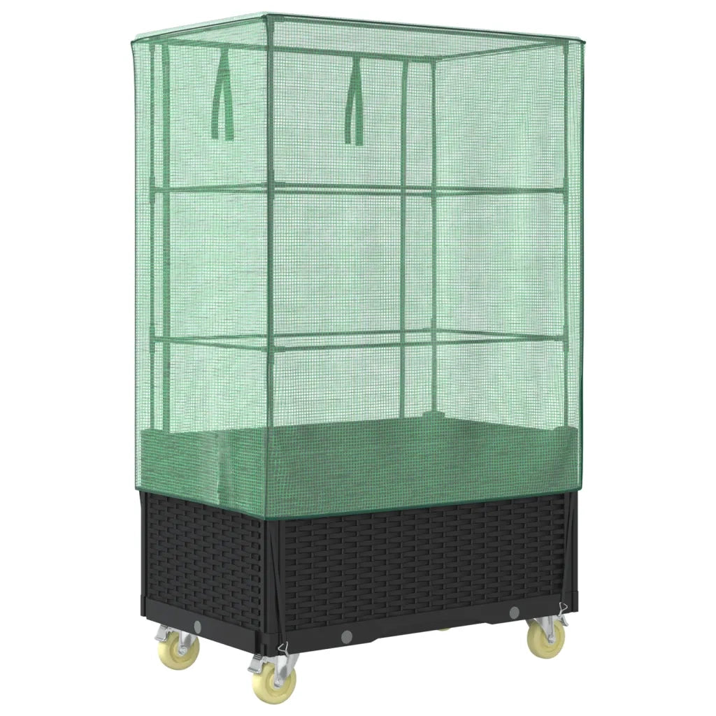 Letto Rialzato con Copertura e Ruote Effetto Rattan 80x50x182cm 4015822