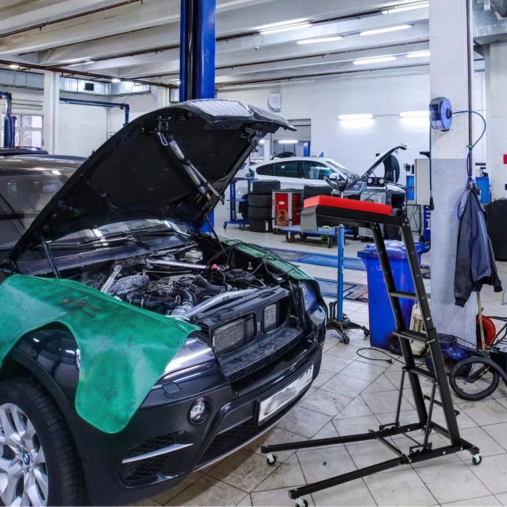 Creeper pieghevole per motore con altezza regolabile e angolazione a 3 marce, Creeper per motore auto per garage