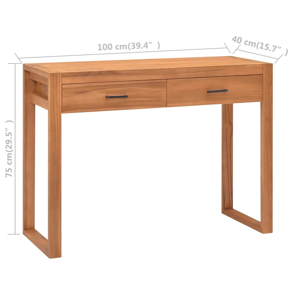 Scrivania | Tavolo da Ufficio con 2 Cassetti 100x40x75 cm in Legno di Teak