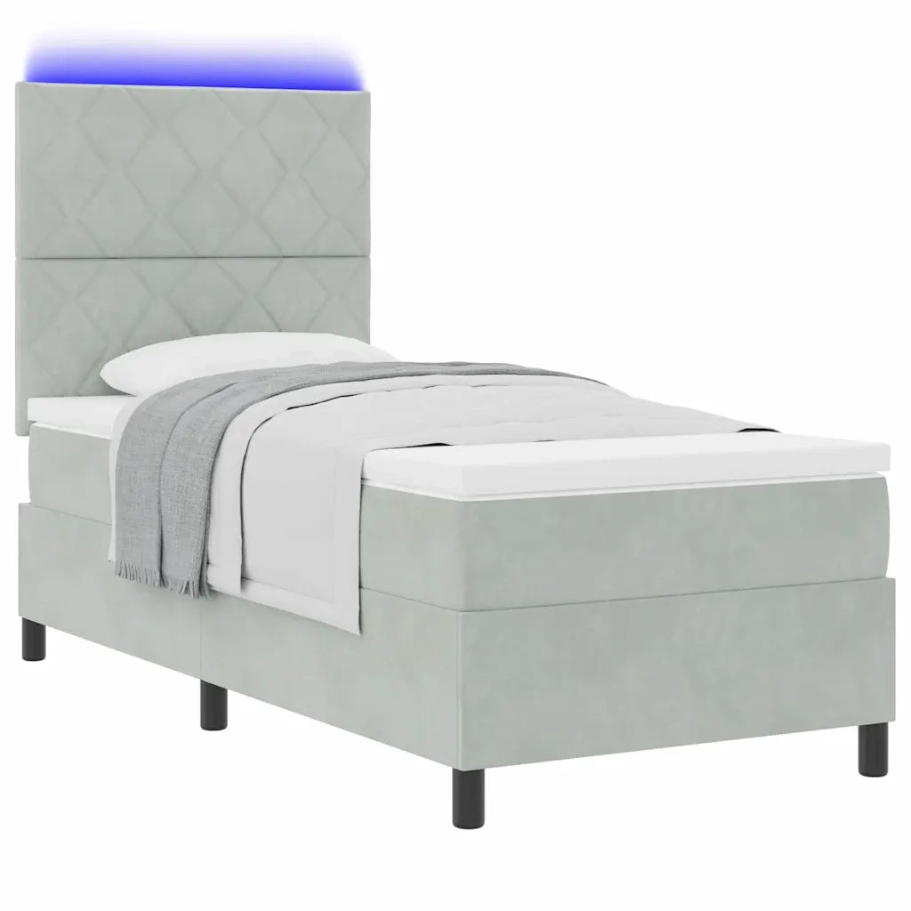 Letto a Sorgente LED Grigio chiaro 90 x 200 cm Velluto 3343352