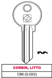 100pz chiave asc cb6 (g.vac 2) corbin, litto cod:ferx.vit10495