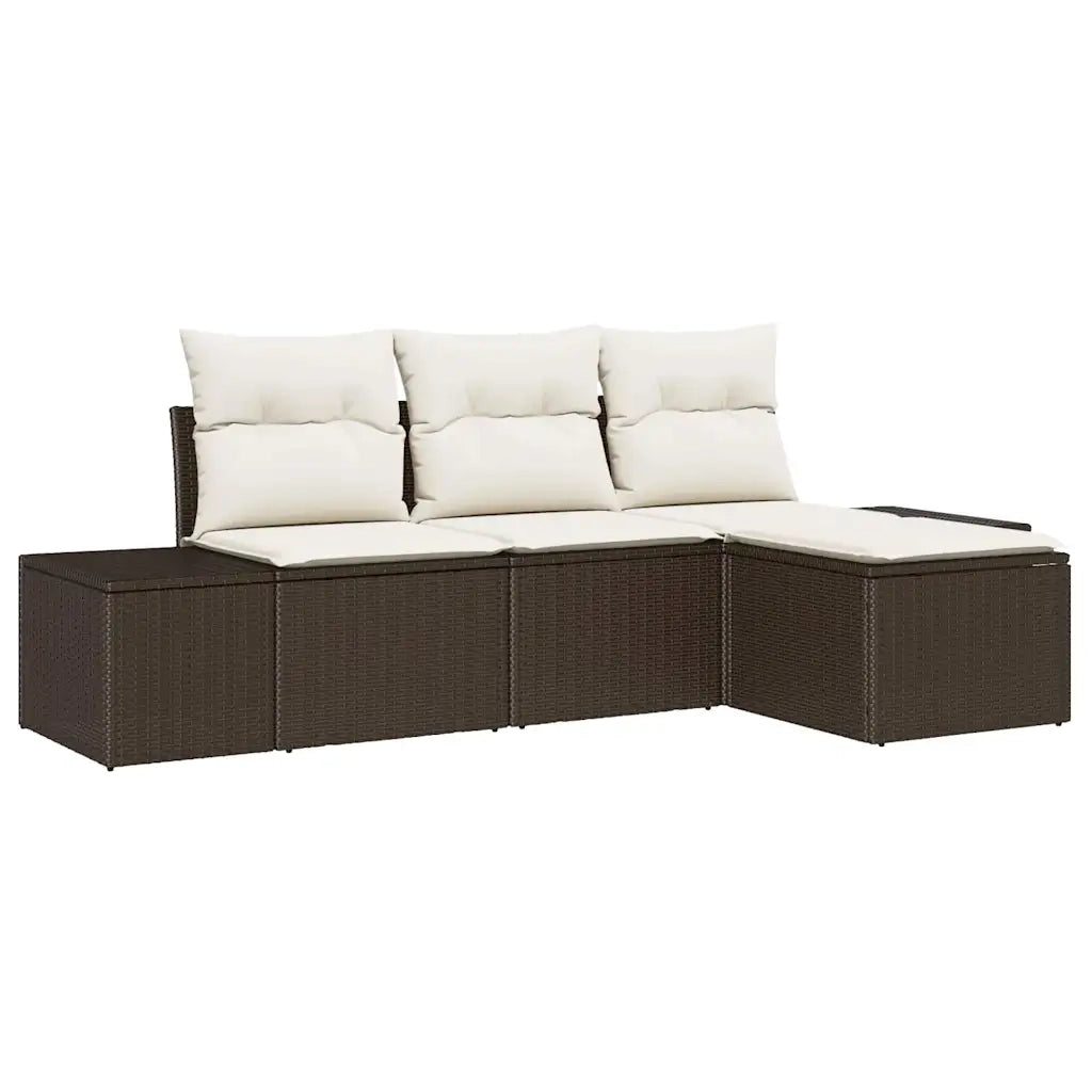 Set Divano da Giardino 4 pcs Marrone e Crema polyrattan 3355677