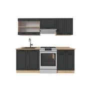 Cucina componibile R-Line Antracite rustico/Rovere dorato 200 cm senza piano di lavoro Vicco