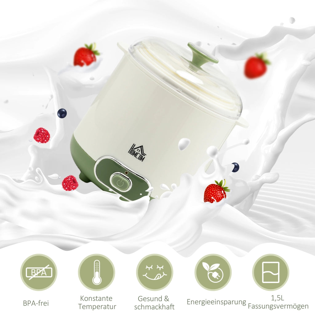 Macchina per Yogurt con Filtro ¨C Minimal ¨C 1.5L 19.5x17.5x21.4 cm Bianco