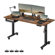 Scrivania regolabile elettricamente in altezza scrivania sit-stand superficie 60 x 120 cm regolabile in continuo 4 funzioni di memoria dell'altezza marrone rustico e nero 12_0004590
