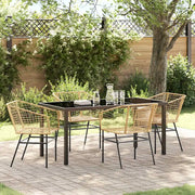Set da Pranzo per Giardino 5 pcs Marrone polyrattan