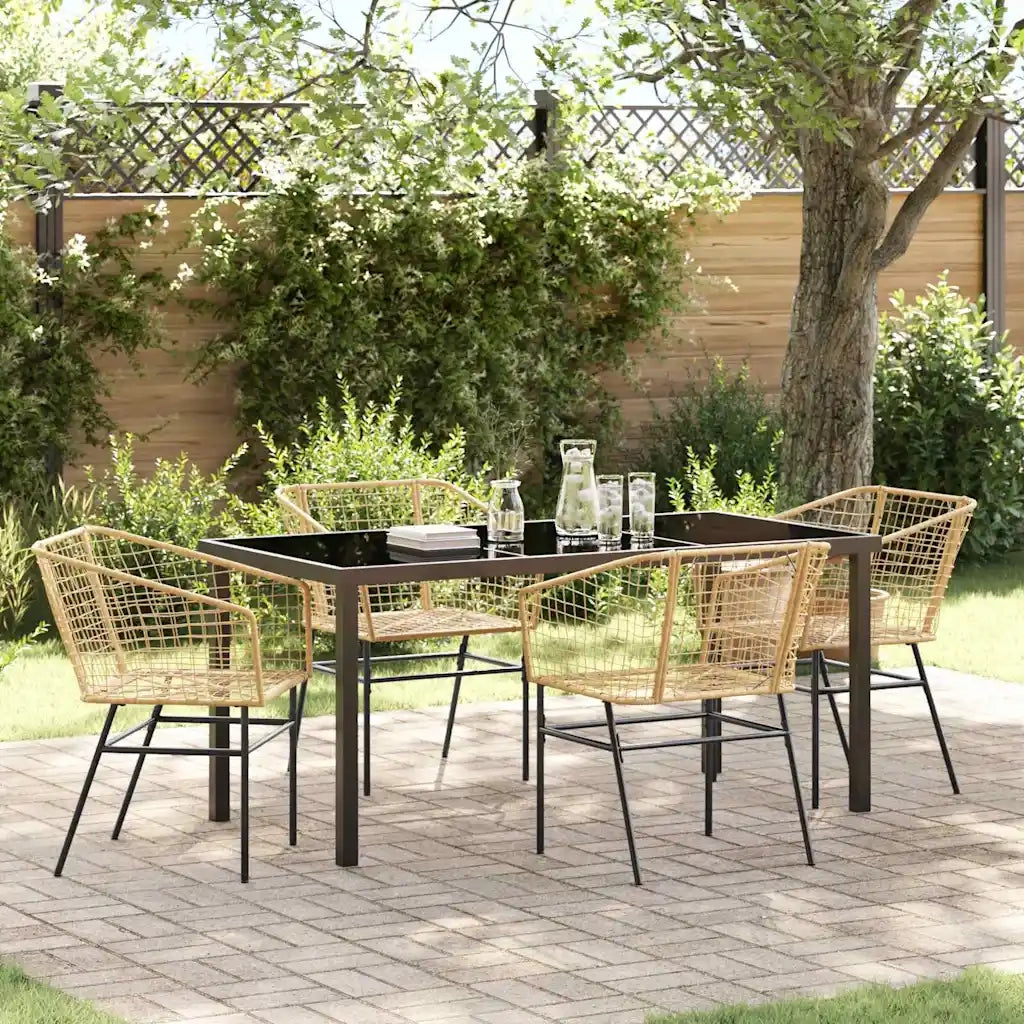 Set da Pranzo per Giardino 5 pcs Marrone polyrattan