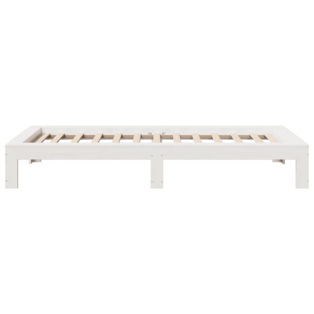 Letto singolo | Letto per adulti | Giroletto senza Materasso Bianco 100x200 cm Legno Massello Pino