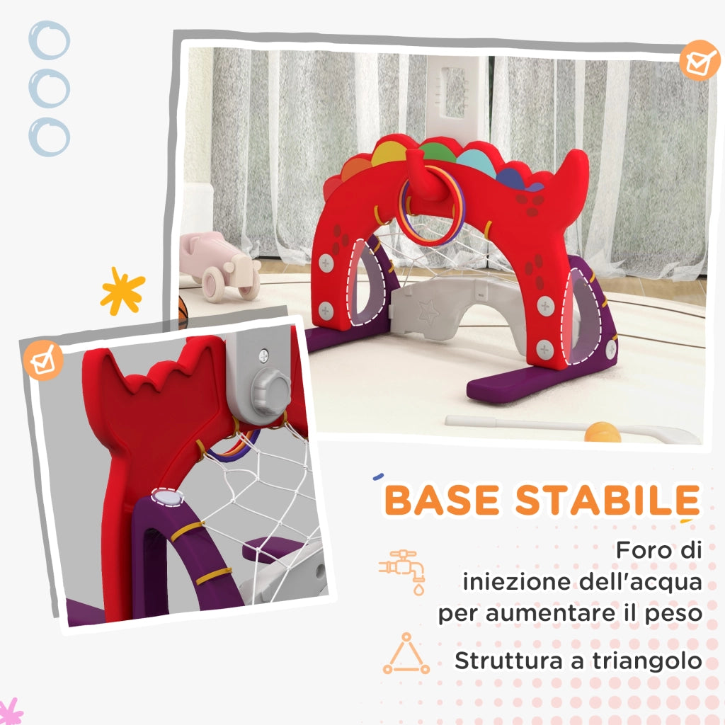 Cestino da Basket per Bambini 5 in 1 con Altezza Regolabile ¨C Minimal ¨C Rosso