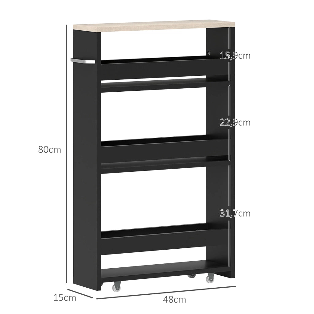 Carrello mobile con 3 ripiani ¨C Minimal ¨C 48x15x80 cm nero
