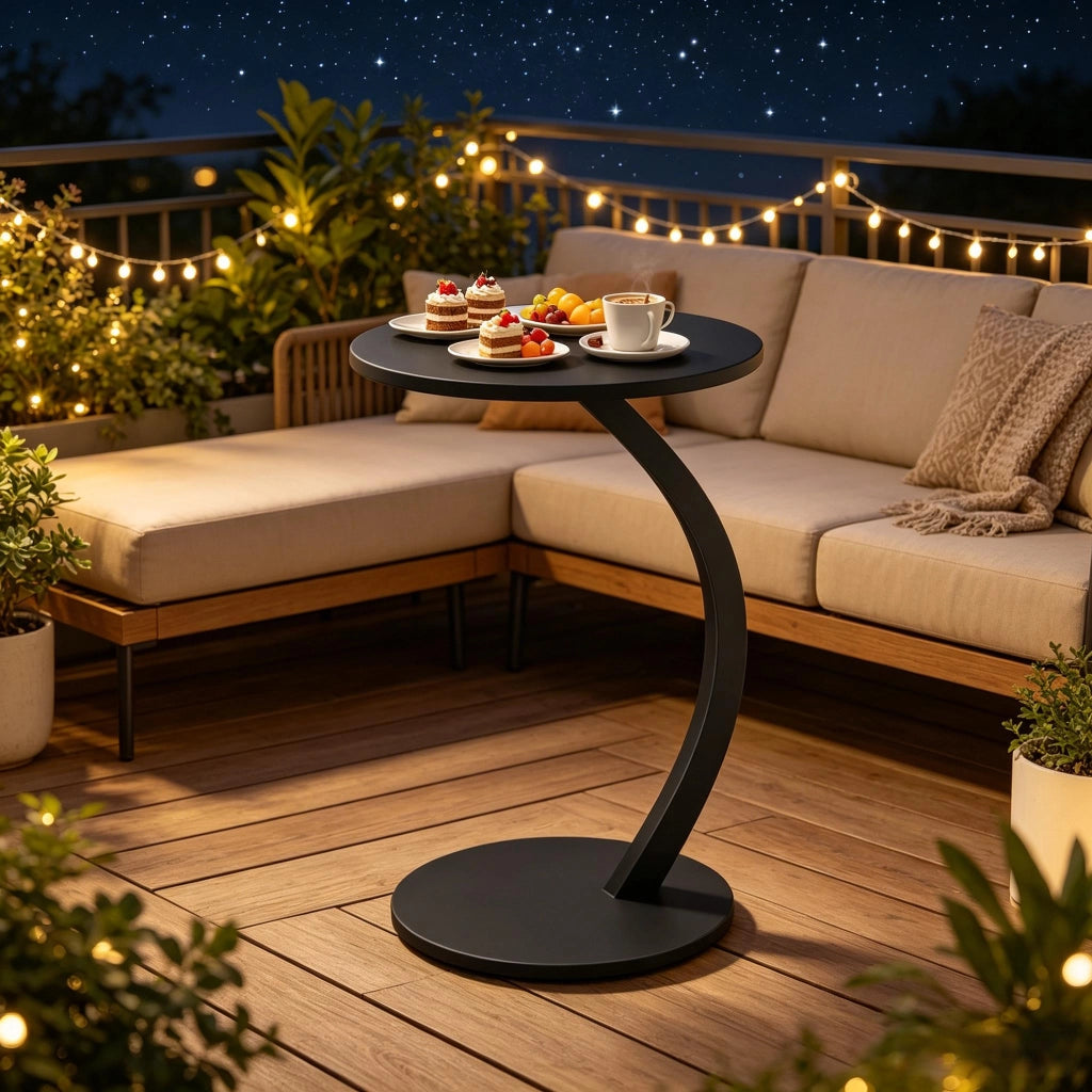 TAVOLINO C-Forma 40 x 64,5 cm Nero MDF e Metallo