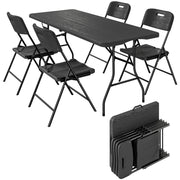 Set Tavolo Pieghevole e Sedie da Pranzo ¨C Minimal ¨C Nero, Metallo, HDPE