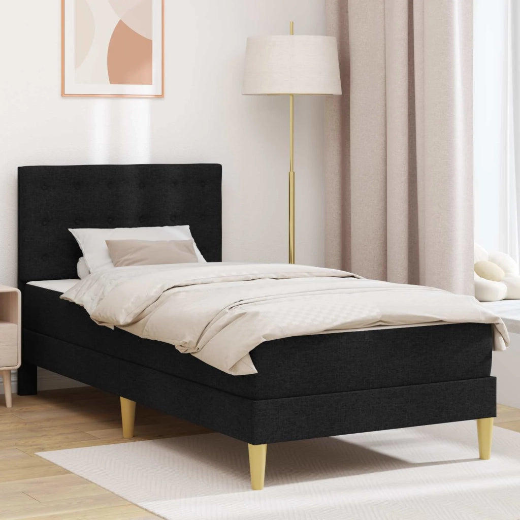 Struttura letto con materasso-Giroletto Nero 90 x 200 cm Tessuto