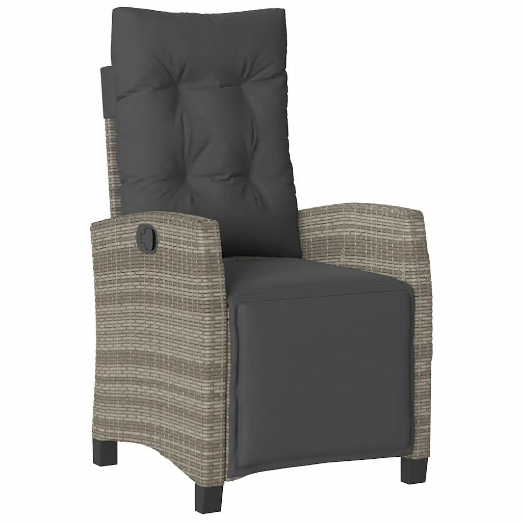 Set da Pranzo per Giardino con cuscino 3 pcs Grigio polyrattan