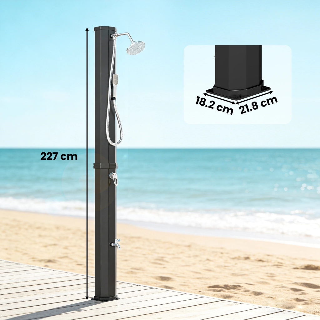 Doccia Solare da Giardino 60L ¨C Xylo ¨C 2 Soffioni Riscaldata Esterno