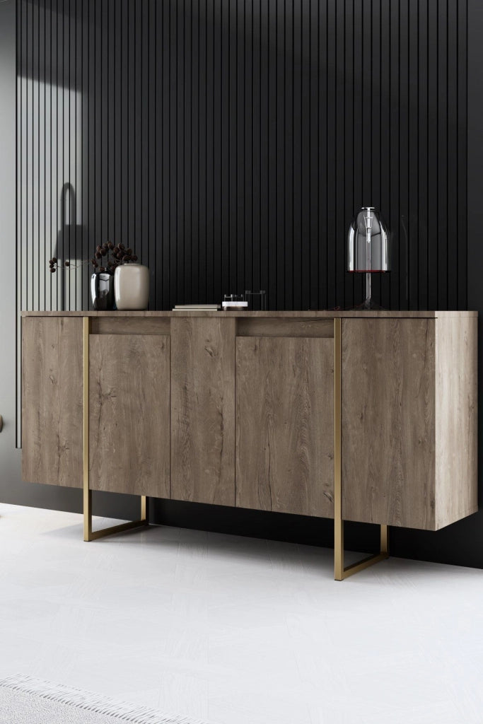 Credenza in legno "Luxe" - 160 x 35 x 80 cm - Marrone