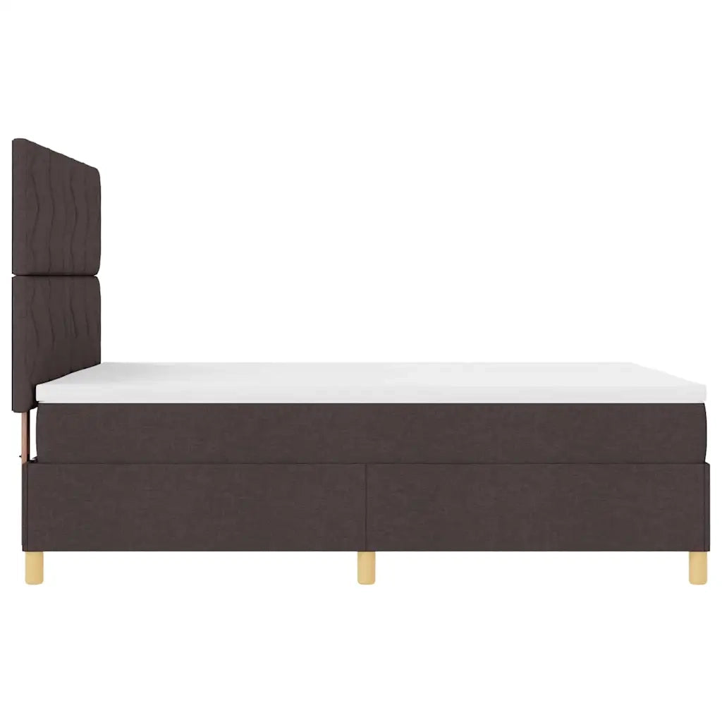 Letto a Sorgente LED Marrone Scuro 140 x 190 cm Tessuto 3343176